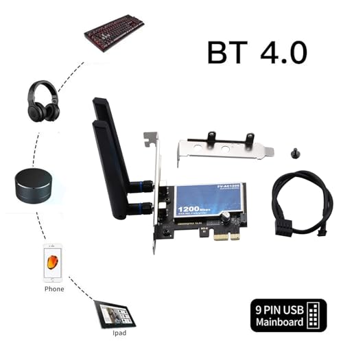 FV-AC1200 PCIE Network Card AC Dual Band WiFi Adapter Soporta IEEE 802.11a/b/g/n Velocidad Máxima 867Mbps para Auriculares y Altavoces miniatura 2
