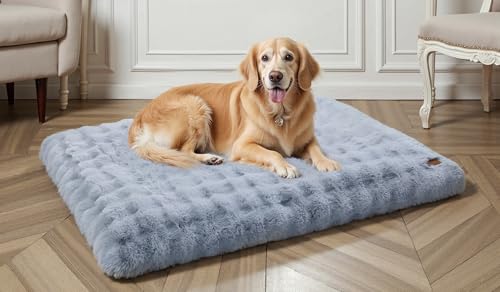 BingoPaw XXXL Hundebett Grosse Hunde: flauschig Hundebett waschbar Hundematratze wasserdicht, abnehmbar plüsch Hundekissen Haustierbett für super große oder 2 Mittelgroße Hunde, Grau, 130x110x12 cm