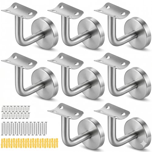 SHUESS 8 Stück Handlaufhalter Edelstahl 60x60mm Rostfreie Handlauf Halterung inkl. Zubehör Stabiler Handlaufträger für Treppengeländer Handlauf Holz und Edelstahl Handlauf Außen