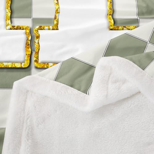 Image of Erosebridal Sage Green Checkered Fuzzy Plush Throw Plaid Initial H Fleece Blanket Personalized Monogram Sherpa Blanket for Kids Boys Girls,Fashion Grids Gingham Decor for Bed Couch Queen 90 inchx90 inch