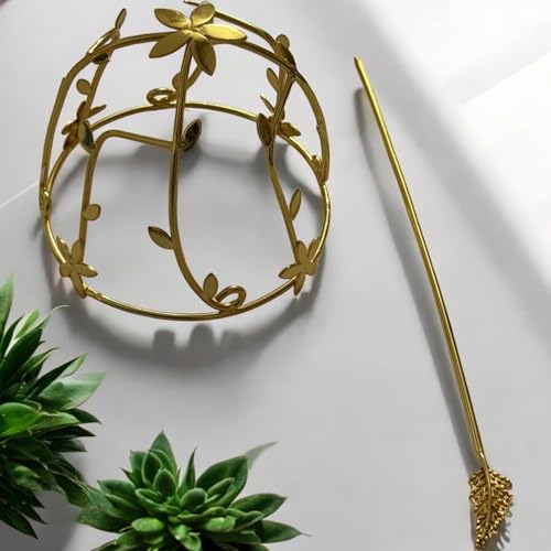 Image of Womens Bun Holder Hair Slide Clip Hairpin Stick Hair Accessories Gold | 1 Piece Hair Bun Cage (Floral Cage)