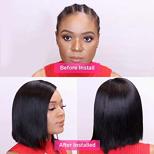 Geeta hair Human Hair Lace Front 13x4 Wigs Bob 180 Density Brazilian Virgin Human Hair Short Bob Wigs Straight Hair Natural Color