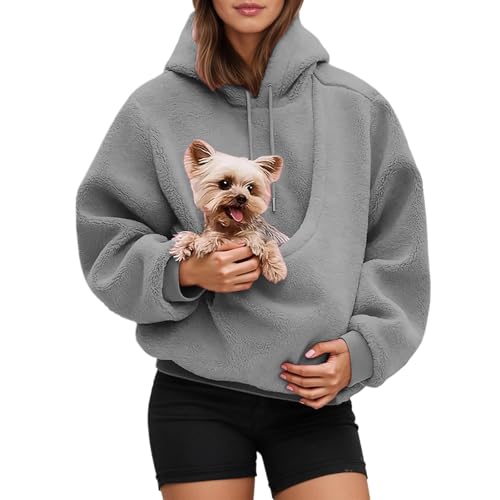 Genérico Mujer Sudadera con Bolsillo Mascota Extra Grande para Llevar a Perros pequeños y Gatos