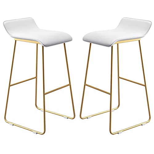Tabourets hauts de bar industriel en cuir synthétique blanc 65cm pour cuisine et pub