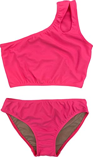 Image of Cheryl Creations Kids Girl's Black Cute & Comfortable Two Piece One Shoulder Bathing Suit Bikini | Swimsuit