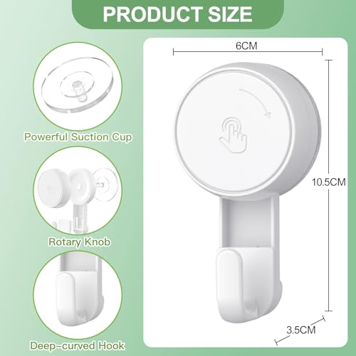 Ulinek 4-Pack Saugnapf Haken stark, Saughaken Bad Ohne Bohren, Max 5 KG, 1000 Mal Wiederverwendbar, Saugknöpfe mit Haken für Wand Handtuch Dusche Badezimmer Fliesen Tür Glas Küche Fenster 2