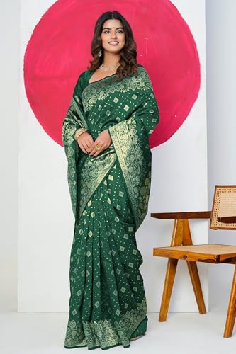 Image of MIRCHI FASHION Women Saree | Banarasi Silk Woven Design Daily Regular Use Sari with Blouse