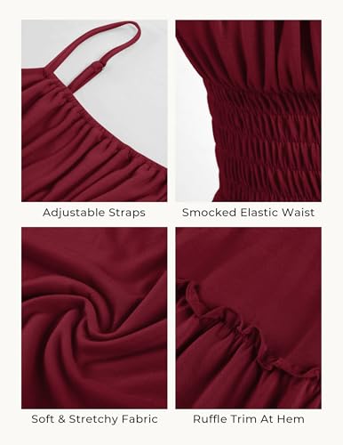 Image of GRACE KARIN Women's Summer Maxi Dress 2026,Smocked Ruched Bust Sundress with Adjustable Straps & Pockets-Beach Vacation Dress