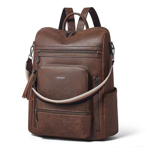 Image of Shrrie Vegan Leather Laptop Backpack for Women 15.6 inch Work Backpack Fashion Travel Backpack Purse for Business College