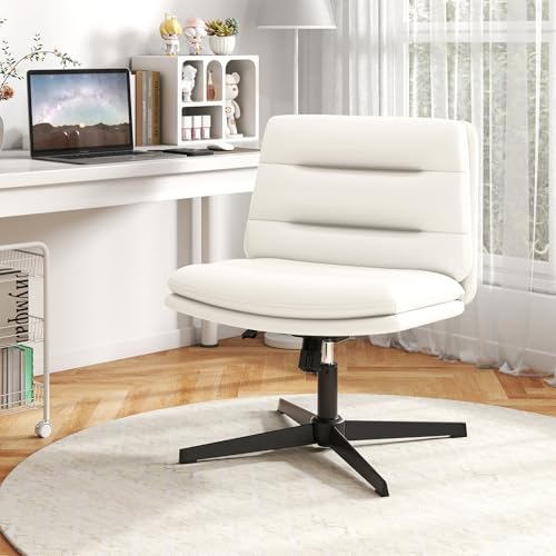 COSTWAY Chaise de Bureau Ergonomique sans roulettes, Fauteuil Salon Pivotant à 360° avec Hauteur Réglable, Fonction à Bascule, Dossier Moyen, Chaise de Bureau en...
