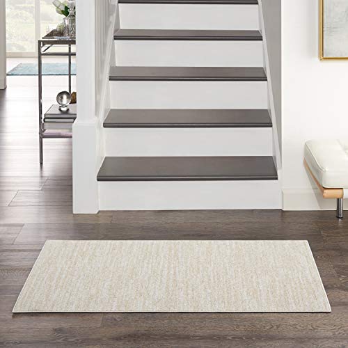 Image of Nourison Home Nourison Essentials Ivory Beige 2' x 4' Area Rug - Easy Clean, Non Shedding, Bed Room, Living Room, Dining Room, Kitchen (2' x 4')