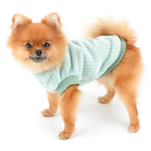 SMALLLEE_LUCKY_STORE Gerippter Fleece-Pullover für kleine Hunde, Katzen, Welpen, Yorkie, Chihuahua, warme Winterkleidung