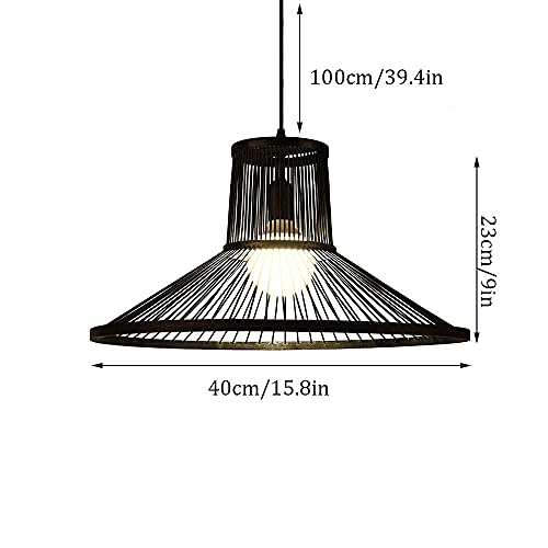 Iluminación colgante de bambú retro para techos altos de dormitorios 8