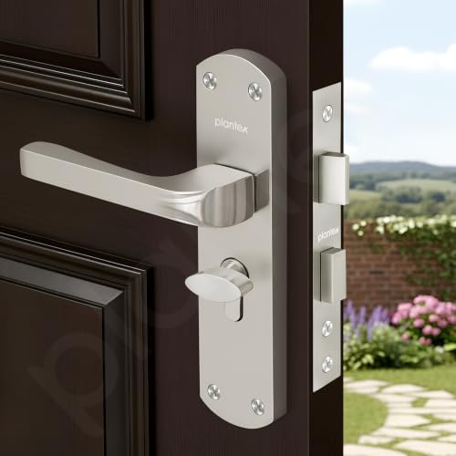 Image of Plantex Mortise Door Lock for Home /6-Lever Lock Mechanism with 3 Years of Warranty /Door Handle Lock with 3 Keys, Brass Lockbody & Cylinder - (8132-Matt)