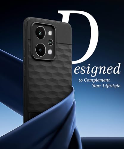 Image of WOW IMAGINE Back Cover for Realme P4 Power 5G | Realme Narzo Power 5G with Hexa Cube Design | Ultra Slim Soft Rubberised Case | Inner Velvet Fabric | Flexible Mobile Case | Camera Protection - Black