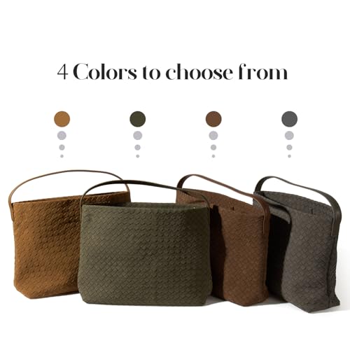 Image of Suede Hobo Bag for Women Hand-Woven Bag Made of Suede Fabric Casual Tote Bag