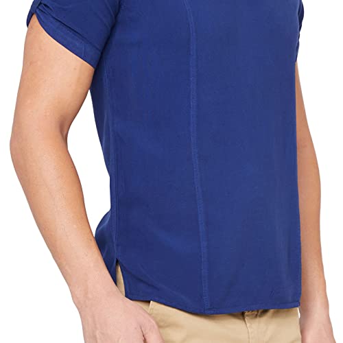 Image of Identiti MenSlim Fit Half Sleeve Solid Smart V Placket Casual Shirts
