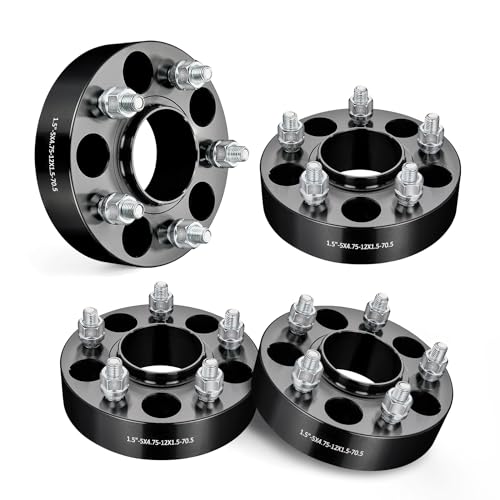 EVIL ENERGY 5x4.75 Wheel Spacers 1.5 inch Compatible with Chevy S10 1982-2004 5x120.65 mm Hubcentric with Lip 5 Lugs 70.5 mm Hub Bore M12x1.5 Studs Black