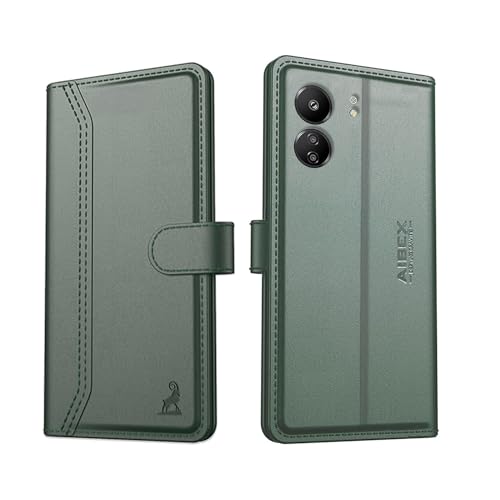Image of AIBEX Compatible for Motorola Edge 40 Flip Cover Leather Finish | Inside TPU with Card Pockets | Wallet Stand | Complete Protection Flip Case - Green