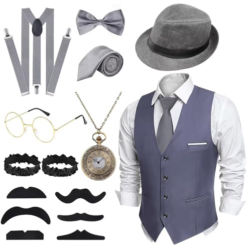 Costume Année 20 homme complet avec montre et cravate pour grand bal rétro L