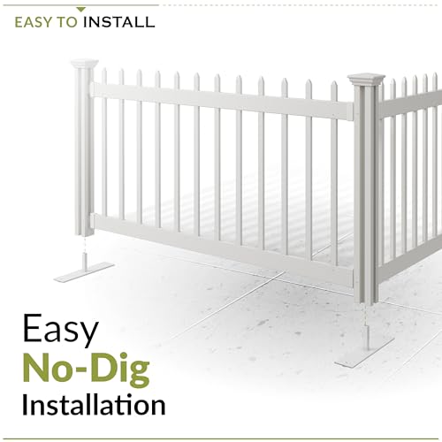 3.1ft H x 5.4ft W (1 Panel + 1 Post) Freestanding Zippity Kensington Fence Kit, White Vinyl Picket Fence Panel, Portable Outdoor & Indoor Fence for Temporary Events, Easy Install for Backyard, ZP19069 - Thumbnail 2