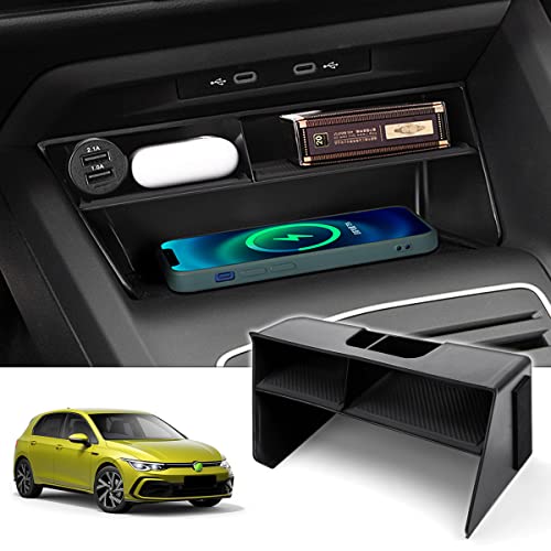 Image of Karltys Center Console Organizer, Storage Box with Non-Slip Silicone Mat, Center Console Tray Insert Secondary for VW Volkswagen Golf GTI R MK8 2022-2025 2026 Accessories