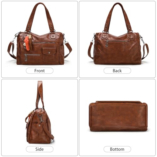 Bolso Satchel de Cuero para Mujer con Asa Superior miniatura 4