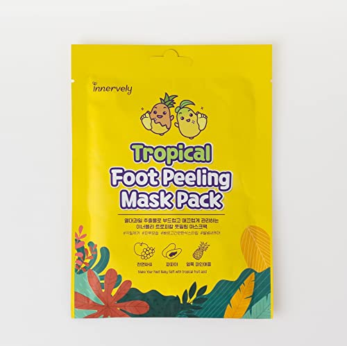 innervely Tropical Foot Peeling Mask Pack 40ml, 1.35fl.oz for feet, Moisturizing, Gently Soothe, Easy Care