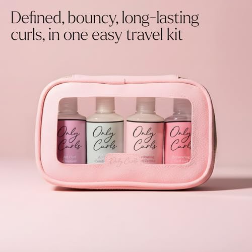 Only Curls On the Go Travel Set, Mini Curl Defining Kit, Nourishing Shampoo, Detangling Conditioner, Curl Creme, Curl Enhancing Gel & Travel Bag, Curly Hair Travel Set, Frizz-Free Finish, 100ml x 4 - Image 4