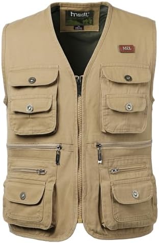 Chalecos de Pesca para hombre Chaleco Tipo Safari Multibolsillos ...
