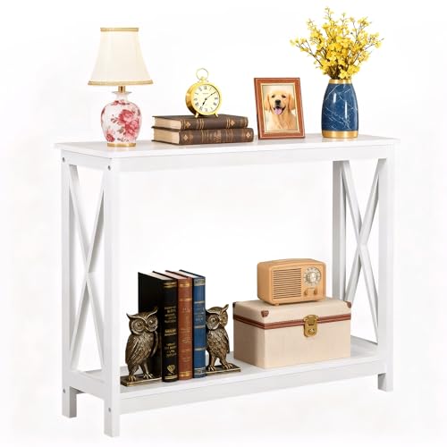 ZENY Console Table, Entryway Table, Narrow Sofa Table with 2-Tier