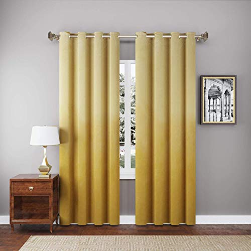 Image of high Sofa Quality Velvet Solid Grommet Room Darkening Eyelet Door Curtains | Curtains for Living Room - Set of 2 Pieces (8 feet, Golden)