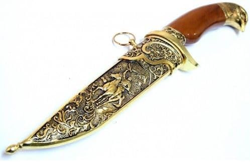 11" FANTASY Gold EAGLE HEAD Pommel Fixed Blade DAGGER Collectors Knife w/Sheath