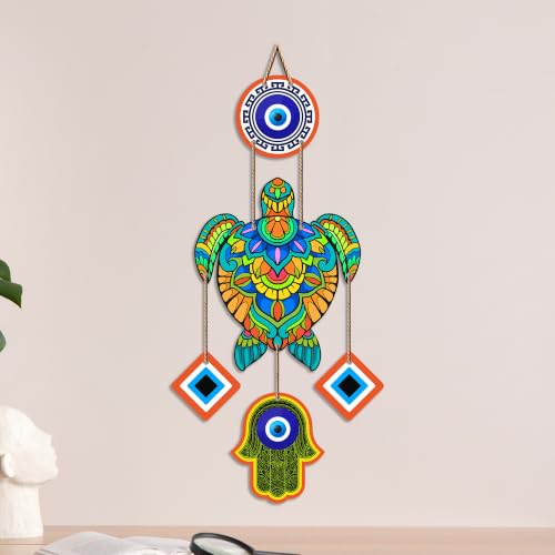 Image of Artvibes Sea Turtle Evil Eye Wall Hanging for Home Entrance | Nazar Protection MDF Wall Decor | Lucky Vastu Art for Living Room | Bedroom | Balcony | Office & Hallway | Housewarming Gift (WH 8545N)