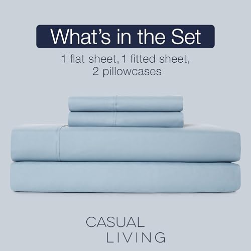 Casual Living Twin Sheet Set, Microfiber Sheets, 4-Piece, Blue by CASUAL LIVING - Used condition - Image 3