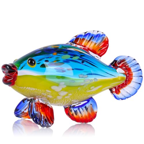 Figura Decorativa de Vidrio en Forma de Pez Azul miniatura 1