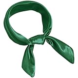 Pistha Chiffon Scarf Square Ribbon Neck Scarf Satin Scarf Handkerchief for Halloween Retro Women Girls Costume Accessory (Dark green, 23.6 * 23.6 inch)