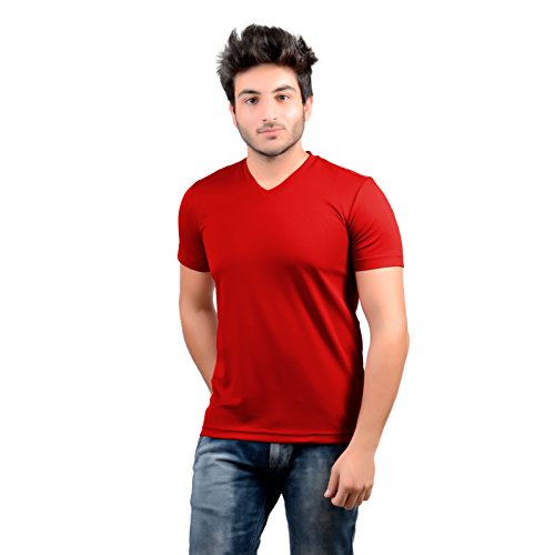 Image of Stylish Regular Fit Plain Men's V-Neck Half Sleeve T-Shirt