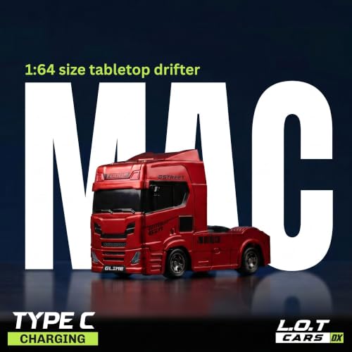 Image of MAC 1:64 Scale RC Drift Truck, 2.4Ghz Remote Control Car Toy, RC Drifting Car, RC Cars, Mini RC Drift Car, 2 Speed Modes, Multi LED Lights and Underglow (Red)