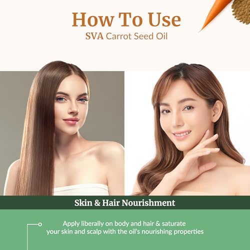 Image of SVA Carrot Seed Oil - 1 Fl Oz - for Face, Skin Care, Hair Care, Scalp Massage & Body Massage - Carrier Oil with Dropper