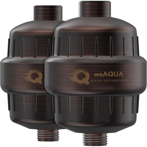 Image of weAQUA Heavy Duty Shower Filter Family 2 PACK - 99% Removal for Hard Water, Chlorine, Fluoride, Heavy Metals, Micro-life, Organics and More (Oil Rubbed Bronze)