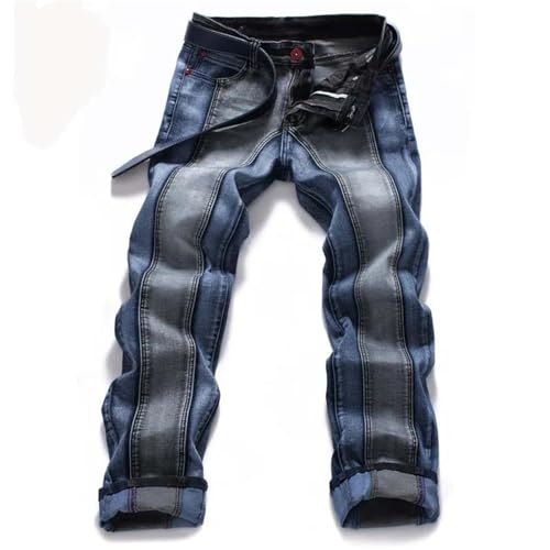 Men's Stretch Jeans Fashion Slim Fit Patchwork Denim Trousers Male Streeetwear Straight Pants2