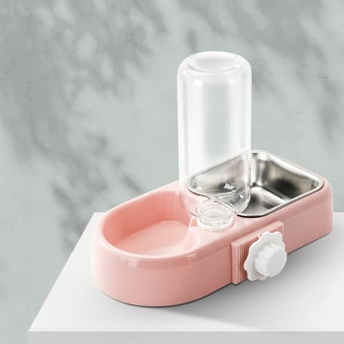 ペット給水器(ウォーターボトル付き) 犬 猫 ケージ 取付型 自動給水電源不要 軽量 健康 衛生 取り付け簡単、この素材は安全で、分解と洗浄が簡単無害、無臭であり、長期間使用してもペットに害を及ぼすことはありません(Pink)