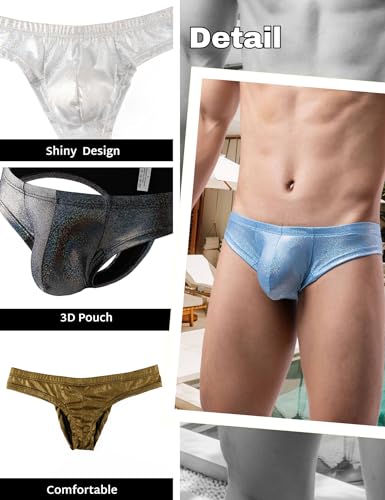 Mens Thongs Sexy Low Rise Shiny Underwear 3D pouch Jockstrap T-Back G-String Bikini Briefs Comfort Panties for Men4