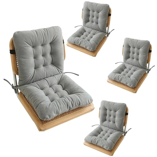 Hoowarm Lot de 1/2/4 Coussin/Galette de Chaise Salle à Manger avec Dossier, 40×40cm avec Attaches Antidérapant pour Exterieur, Interieur,Jardin, Bureau Coussins de Siège(2,40x40cm(4PCS))