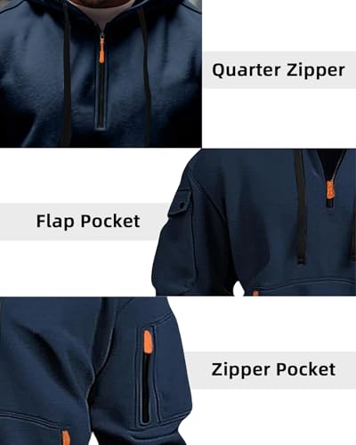 Tactical Hoodies For Men Quater Zip Up Pullover Sweatshirt Casual Workout Mens Hoodies with Pockets4