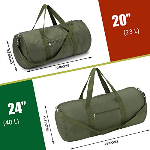 Vorspack Small Duffel Bag 20 Inches Foldable Gym Bag for Men Women Duffle Bag Lightweight with Inner Pocket for Travel Sports - Green