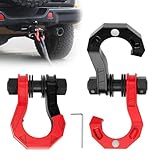 AMBULL 3/4' D Ring Separate Shackles, 44,000lbs Break Strength Easy Open Towing Winch Shackles, Heavy Duty Shackles with 7/8' Screw Pin for Tow Strap Winch Off Road Vehicle Recovery, BlackRed