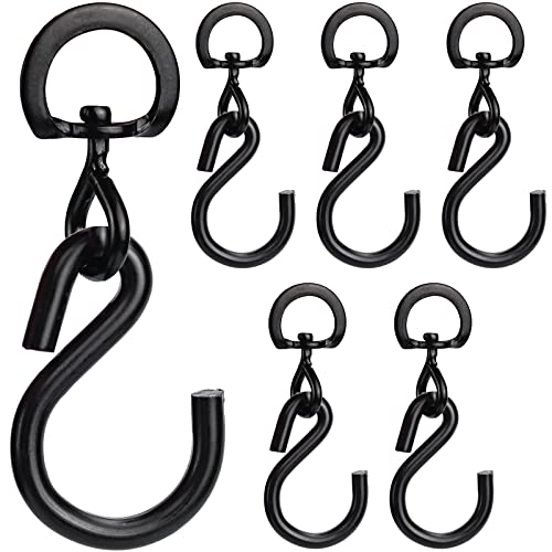 Yeonado 6 Stück 360° Drehbarer S Haken mit Geschlossenem D Ring Schwerlast Hängepflanzkorb Haken Einfaches Drehen Blumentopf Metall Drehbar Hängekörbe Haken Cover