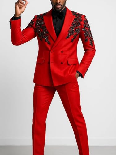 Tuxedo Suits for Men 2 Piece Double Breasted Suit Men Formal Slim Fit Blazer Pant for Wedding Prom Suit2